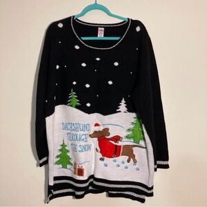 Holiday Time Christmas Sweater | Size 3X | Dachshund Through the Snow | Puppy